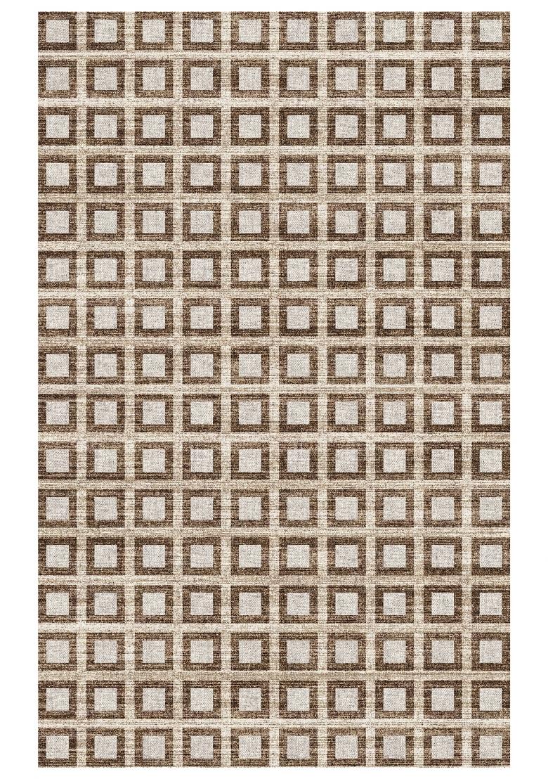 Saffron Rugs Hand Tufted Beige Brown Geometric Transitional Rectangular Wool Area Rug - Indya
