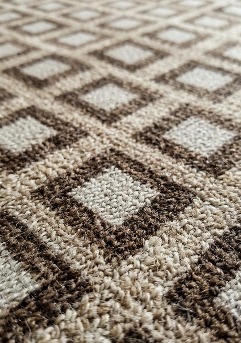 Saffron Rugs Hand Tufted Beige Brown Geometric Transitional Rectangular Wool Area Rug - Indya