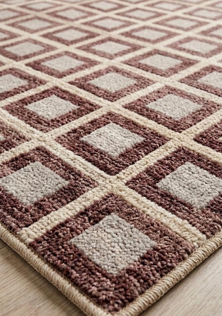Saffron Rugs Hand Tufted Brown Beige Geometric Transitional Rectangular Wool Area Rug - Indya