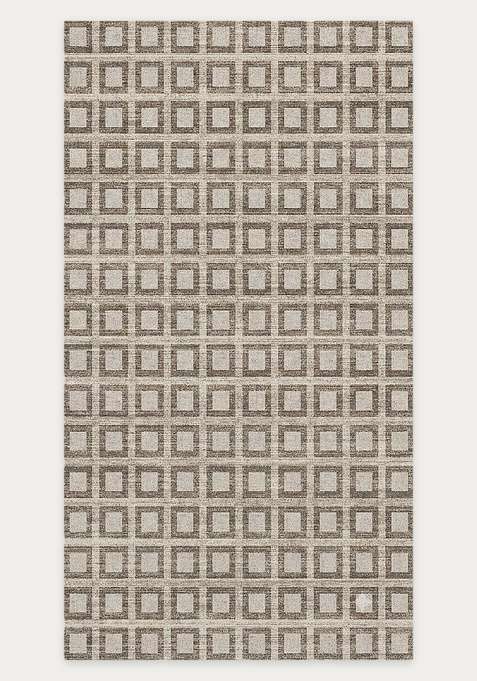 Washable Rugs Wool Blend Area Rug | Beige Grey Transitional Geometric Non Slip Carpet For Living Room