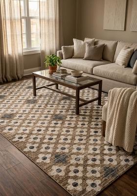 Saffron Rugs Hand Tufted Tan Brown Floral Transitional Rectangular Wool Area Rug