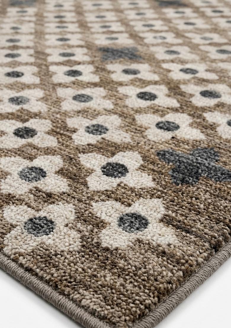 Saffron Rugs Hand Tufted Tan Brown Floral Transitional Rectangular Wool Area Rug - Indya