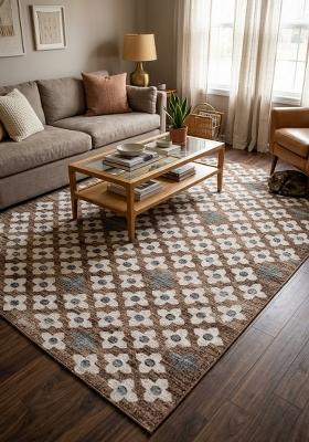 Saffron Rugs Hand Tufted Medium Brown Floral Transitional Rectangular Wool Area Rug