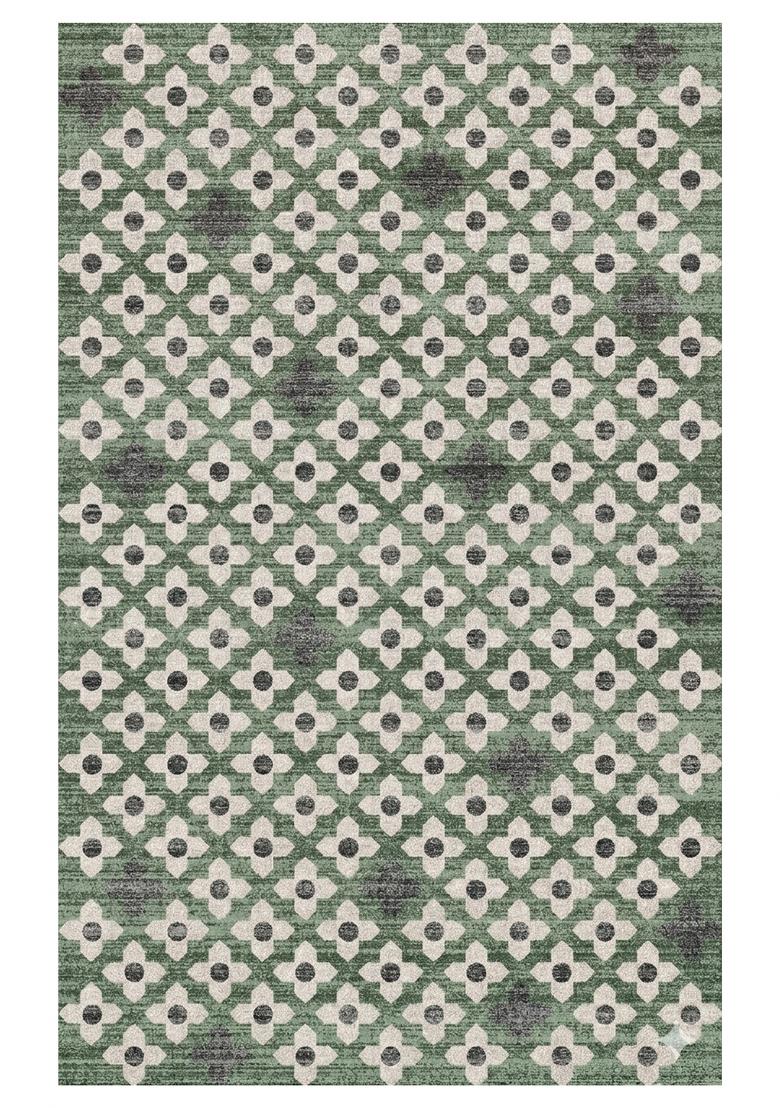 Saffron Rugs Hand Tufted Sage Green Floral Transitional Rectangular Wool Area Rug - Indya