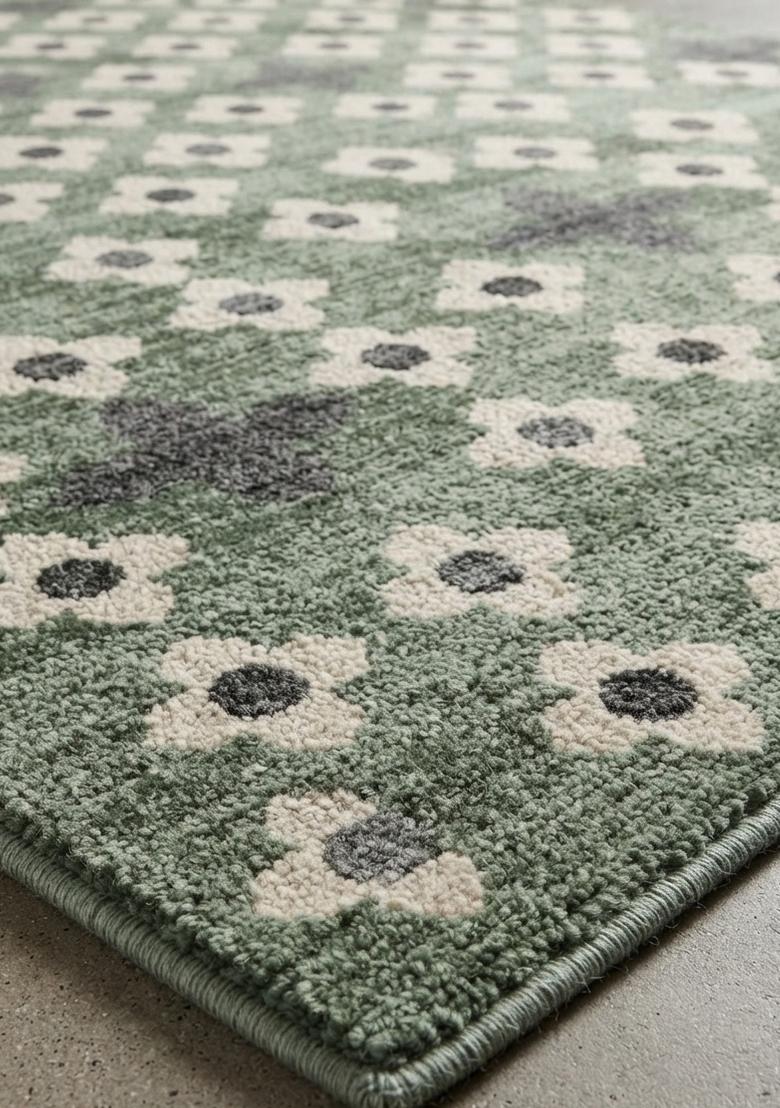 Saffron Rugs Hand Tufted Sage Green Floral Transitional Rectangular Wool Area Rug - Indya
