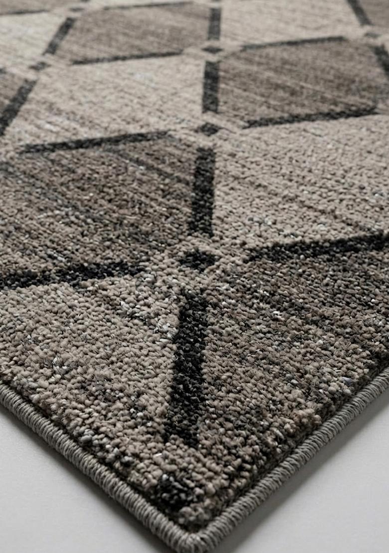 Saffron Rugs Hand Tufted Grey Beige Trellis Contemporary Rectangular Wool Area Rug - Indya