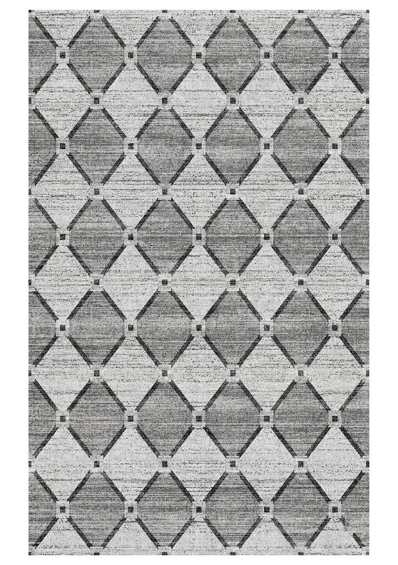 Saffron Rugs Hand Tufted Light Grey Trellis Contemporary Rectangular Wool Area Rug - Indya
