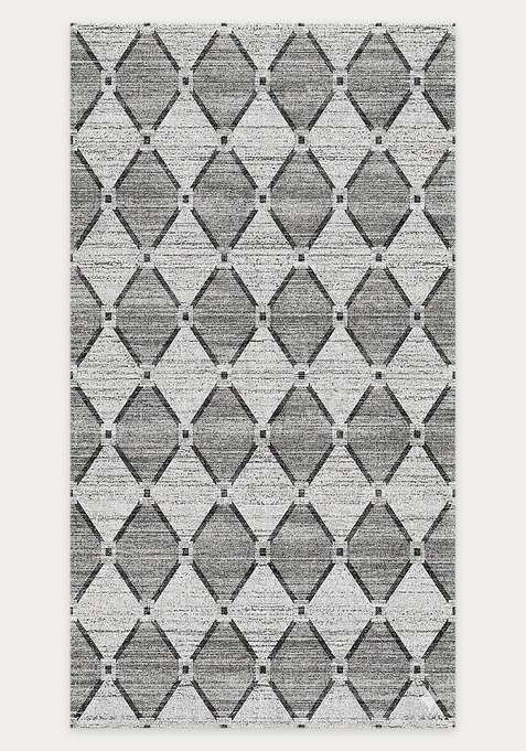 Washable Rugs Wool Blend Area Rug | Light Grey Contemporary Trellis Non Slip Carpet For Living Room