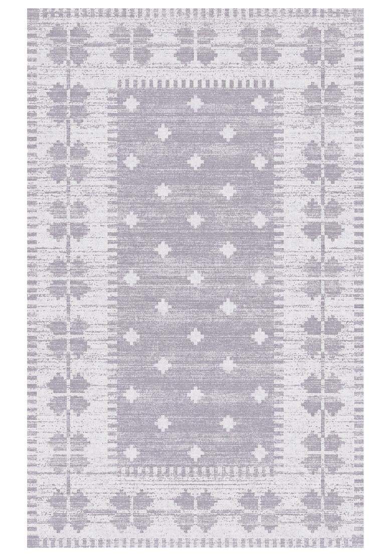 Saffron Rugs Hand Tufted Lavender Grey Geometric Moroccan Rectangular Wool Area Rug - Indya