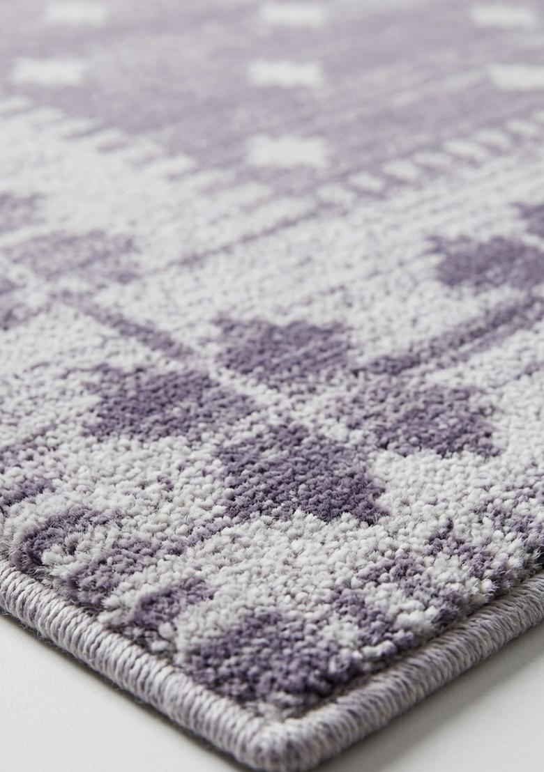 Saffron Rugs Hand Tufted Lavender Grey Geometric Moroccan Rectangular Wool Area Rug - Indya