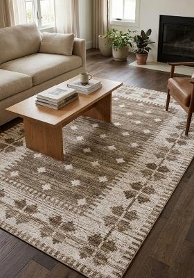 Saffron Rugs Hand Tufted Taupe Beige Geometric Moroccan Rectangular Wool Area Rug