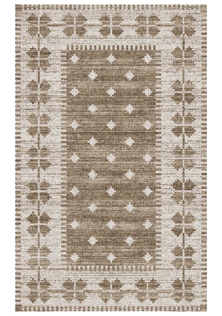 Saffron Rugs Hand Tufted Taupe Beige Geometric Moroccan Rectangular Wool Area Rug - Indya