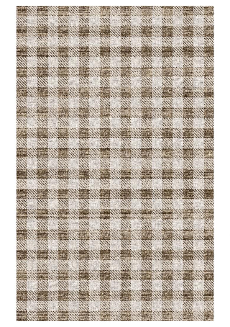Saffron Rugs Hand Tufted Brown Beige Checkered Farmhouse Rectangular Wool Area Rug - Indya
