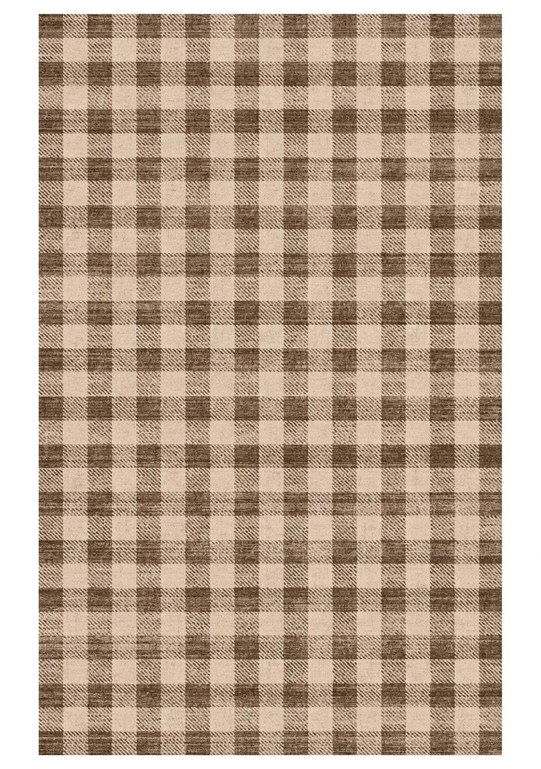 Saffron Rugs Hand Tufted Beige Checkered Farmhouse Rectangular Wool Area Rug - Indya