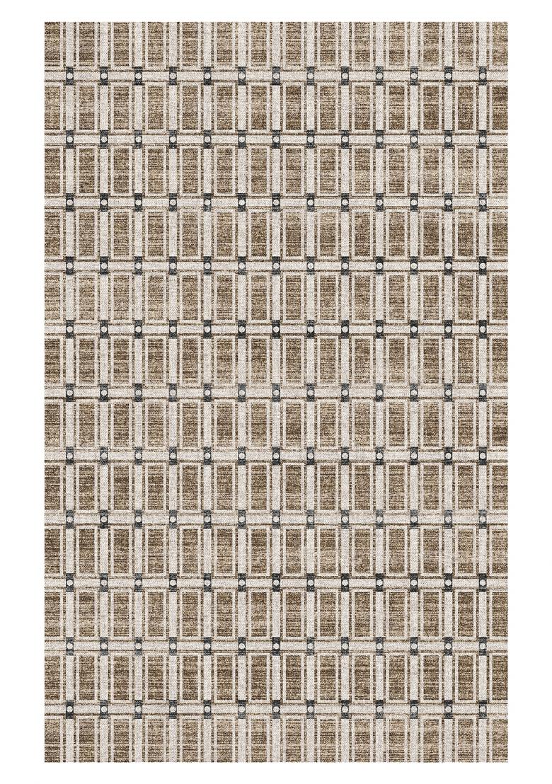 Saffron Rugs Hand Tufted Beige Taupe Geometric Contemporary Rectangular Wool Area Rug - Indya