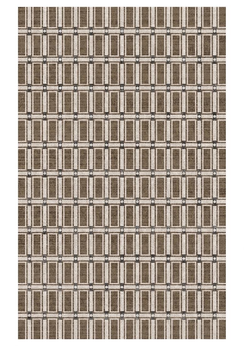 Saffron Rugs Hand Tufted Warm Taupe Brown Geometric Contemporary Rectangular Wool Area Rug - Indya