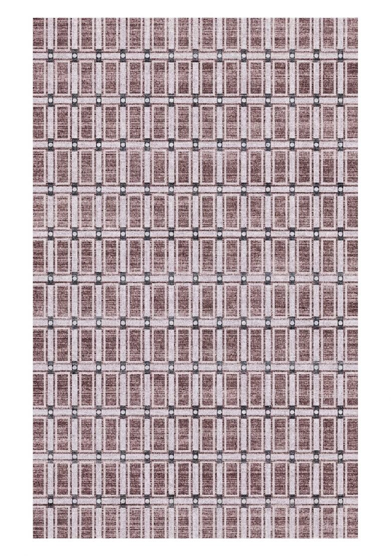Saffron Rugs Hand Tufted Dusty Mauve Geometric Contemporary Rectangular Wool Area Rug - Indya