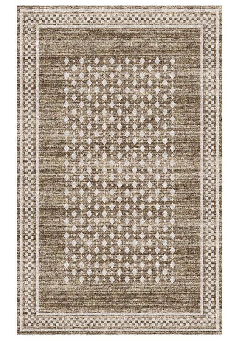 Saffron Rugs Hand Tufted Taupe Brown Geometric Transitional Rectangular Wool Area Rug - Indya