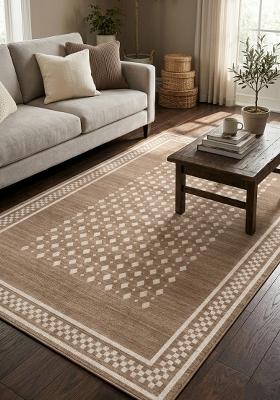 Saffron Rugs Hand Tufted Brown Geometric Transitional Rectangular Wool Area Rug