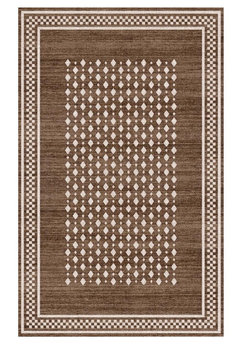 Saffron Rugs Hand Tufted Medium Brown Geometric Transitional Rectangular Wool Area Rug - Indya