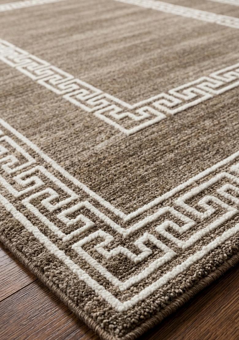 Saffron Rugs Hand Tufted Taupe Brown Geometric Transitional Rectangular Wool Area Rug - Indya