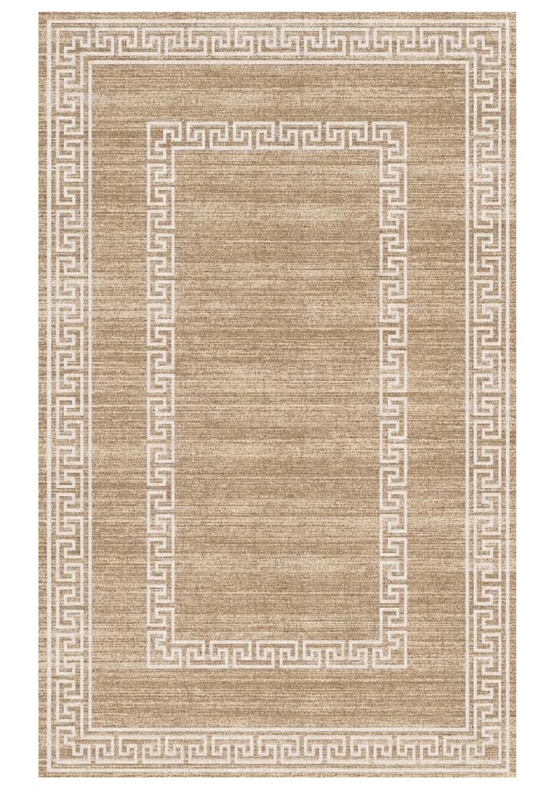 Saffron Rugs Hand Tufted Warm Tan Beige Geometric Transitional Rectangular Wool Area Rug - Indya