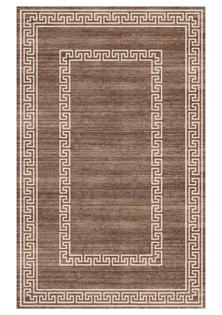 Saffron Rugs Hand Tufted Warm Brown Geometric Transitional Rectangular Wool Area Rug - Indya