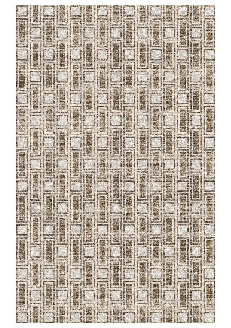Saffron Rugs Hand Tufted Beige Brown Geometric Mid-Century Modern Rectangular Wool Area Rug - Indya