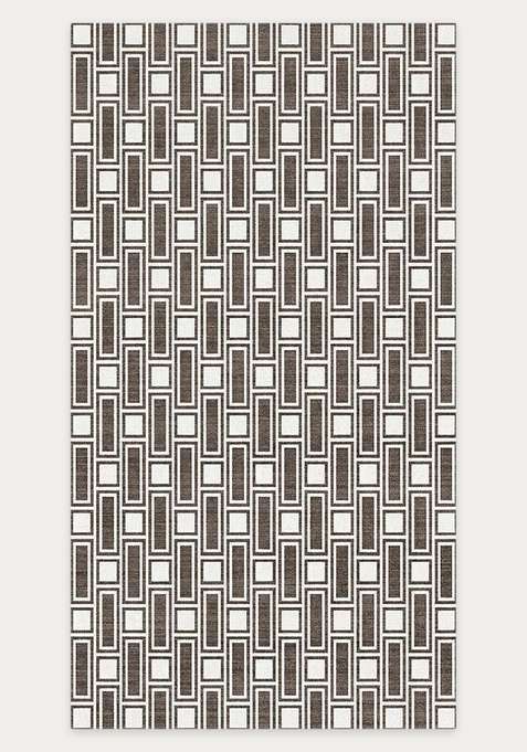 Washable Rugs Wool Blend Area Rug | Dark Brown Beige Mid Century Modern Geometric Non Slip Carpet For Living Room