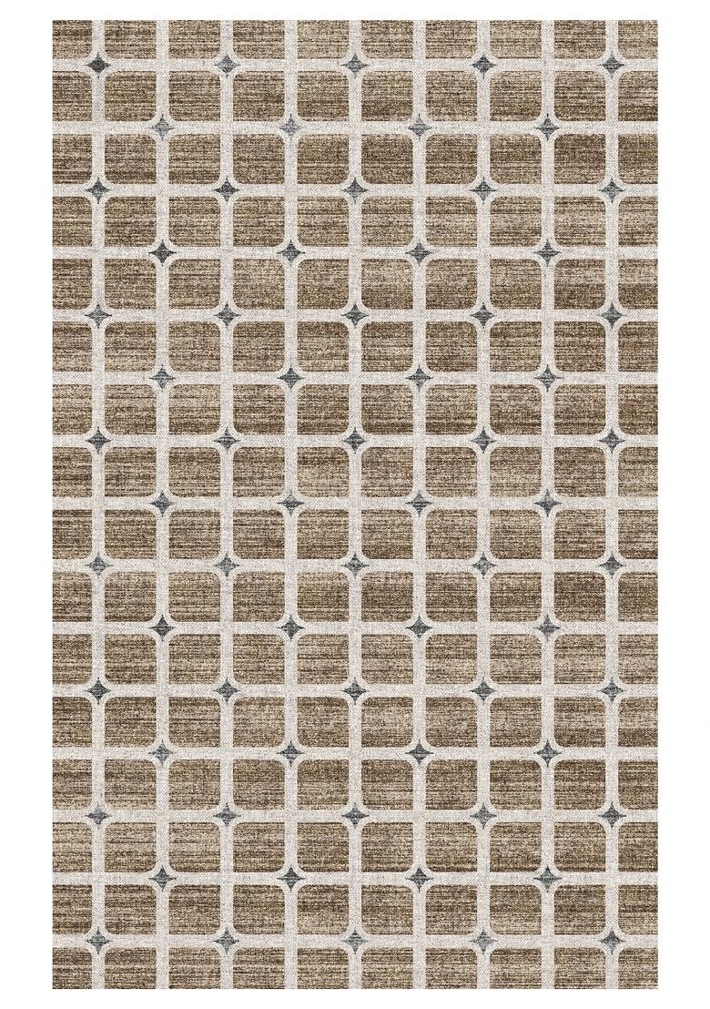 Saffron Rugs Hand Tufted Tan Brown Trellis Transitional Rectangular Wool Area Rug - Indya