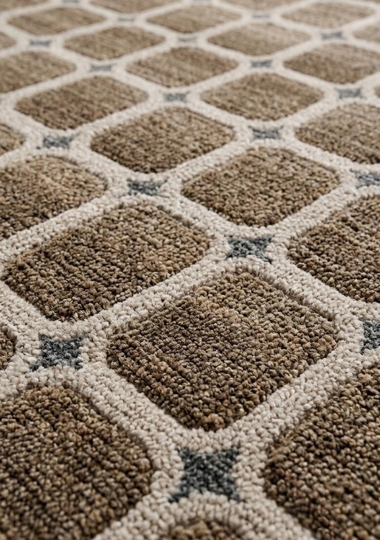 Saffron Rugs Hand Tufted Tan Brown Trellis Transitional Rectangular Wool Area Rug - Indya