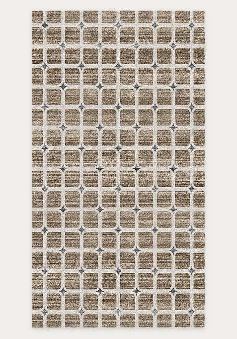 Washable Rugs Wool Blend Area Rug | Tan Brown Transitional Trellis Non Slip Carpet For Living Room