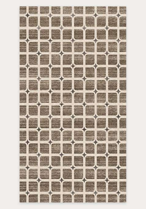 Washable Rugs Wool Blend Area Rug | Taupe Brown Transitional Trellis Non Slip Carpet For Living Room