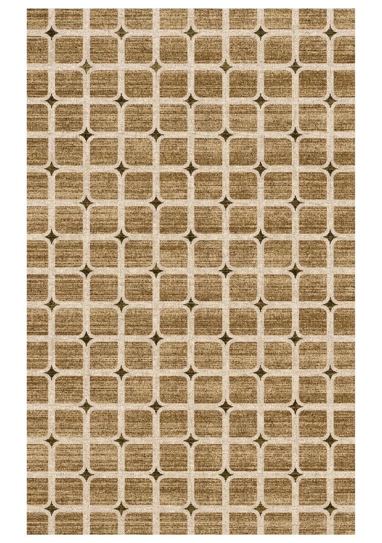 Saffron Rugs Hand Tufted Warm Tan Beige Trellis Transitional Rectangular Wool Area Rug - Indya