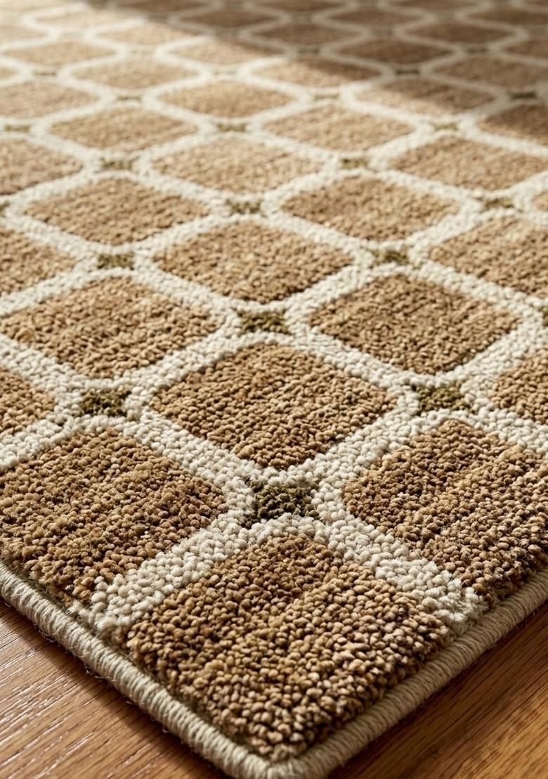 Saffron Rugs Hand Tufted Warm Tan Beige Trellis Transitional Rectangular Wool Area Rug - Indya