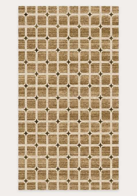 Washable Rugs Wool Blend Area Rug | Warm Tan Beige Transitional Trellis Non Slip Carpet For Living Room