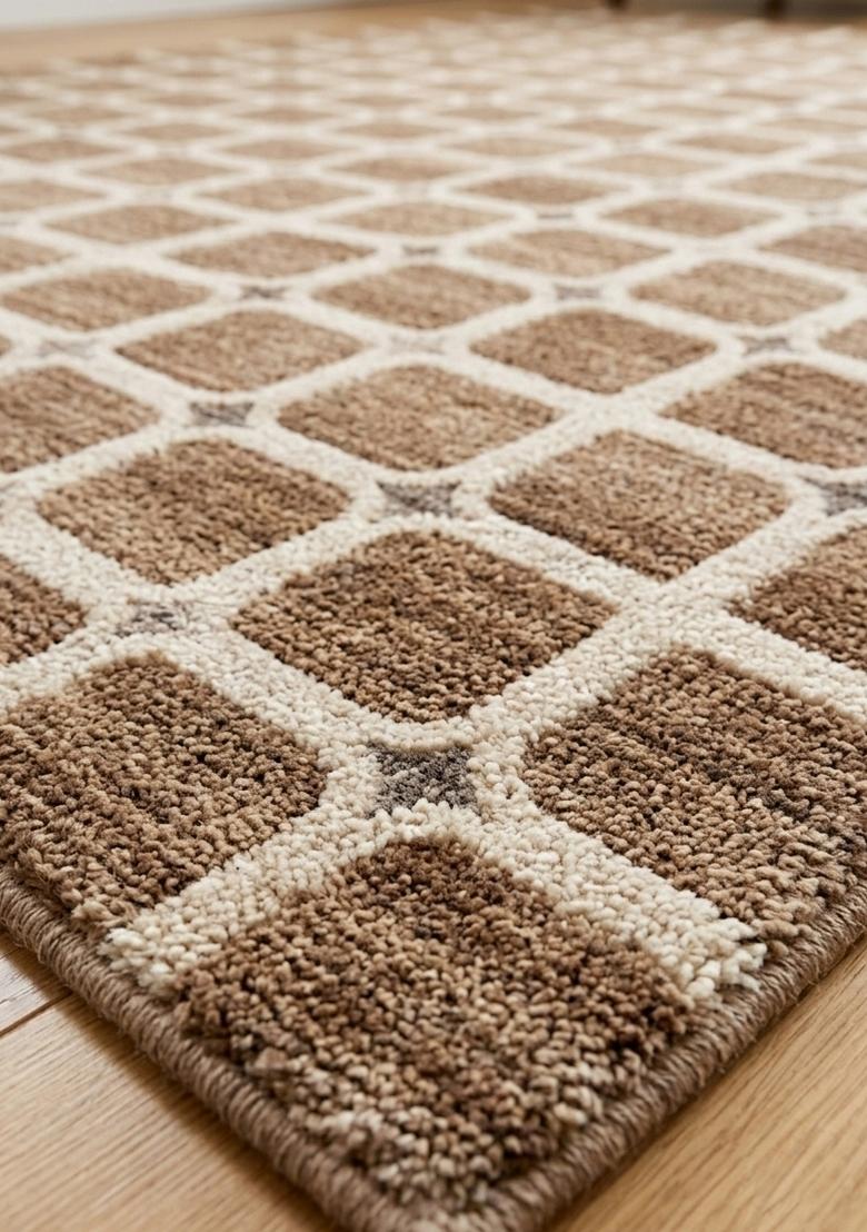 Saffron Rugs Hand Tufted Warm Caramel Brown Trellis Transitional Rectangular Wool Area Rug - Indya
