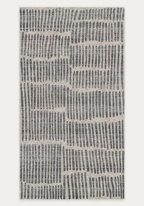 Washable Rugs Wool Blend Area Rug | Cream And Grey Contemporary Geometric Non Slip Carpet For Living Room