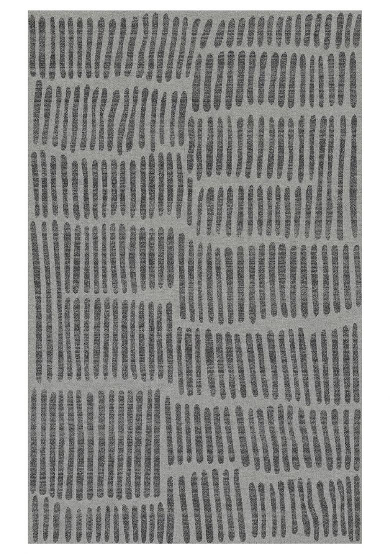 Saffron Rugs Hand Tufted Light Grey Geometric Contemporary Rectangular Wool Area Rug - Indya