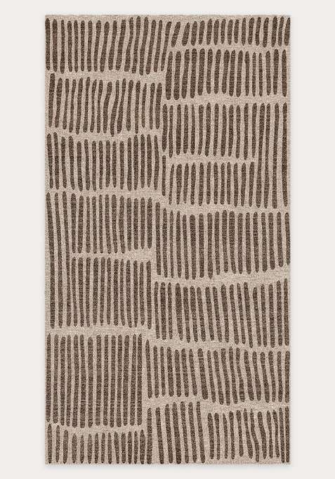 Washable Rugs Wool Blend Area Rug | Beige Brown Contemporary Geometric Non Slip Carpet For Living Room
