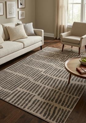 Saffron Rugs Hand Tufted Grey Beige Geometric Contemporary Rectangular Wool Area Rug