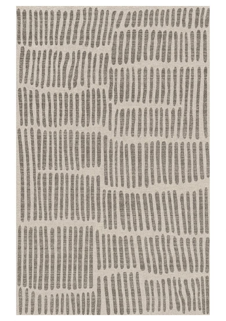 Saffron Rugs Hand Tufted Grey Beige Geometric Contemporary Rectangular Wool Area Rug - Indya