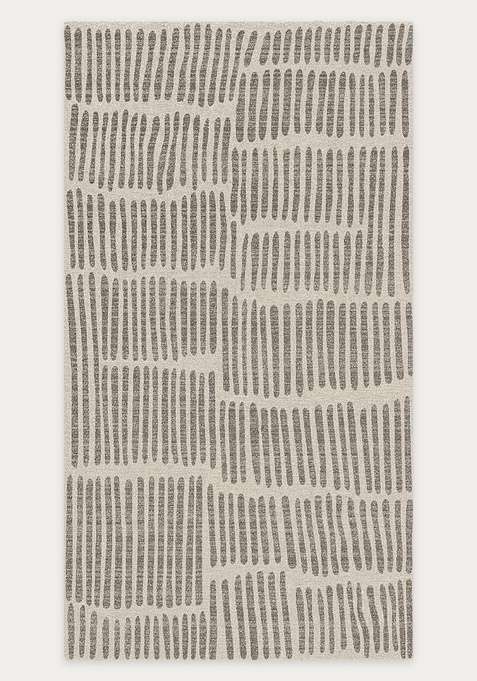 Washable Rugs Wool Blend Area Rug | Grey Beige Contemporary Geometric Non Slip Carpet For Living Room