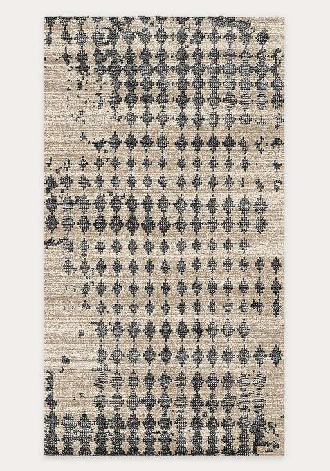 Washable Rugs Wool Blend Area Rug | Beige And Charcoal Moroccan Geometric Non Slip Carpet For Living Room