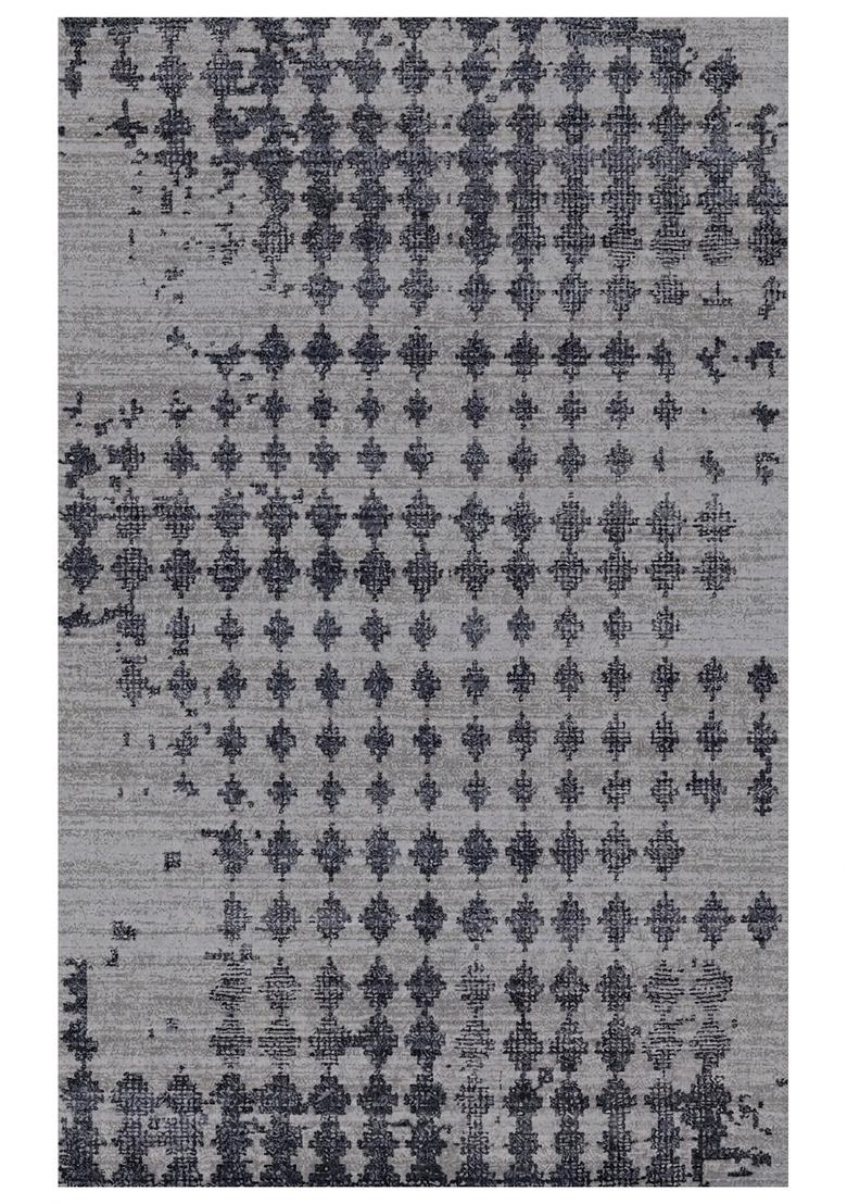 Saffron Rugs Hand Tufted Grey Geometric Moroccan Rectangular Wool Area Rug - Indya