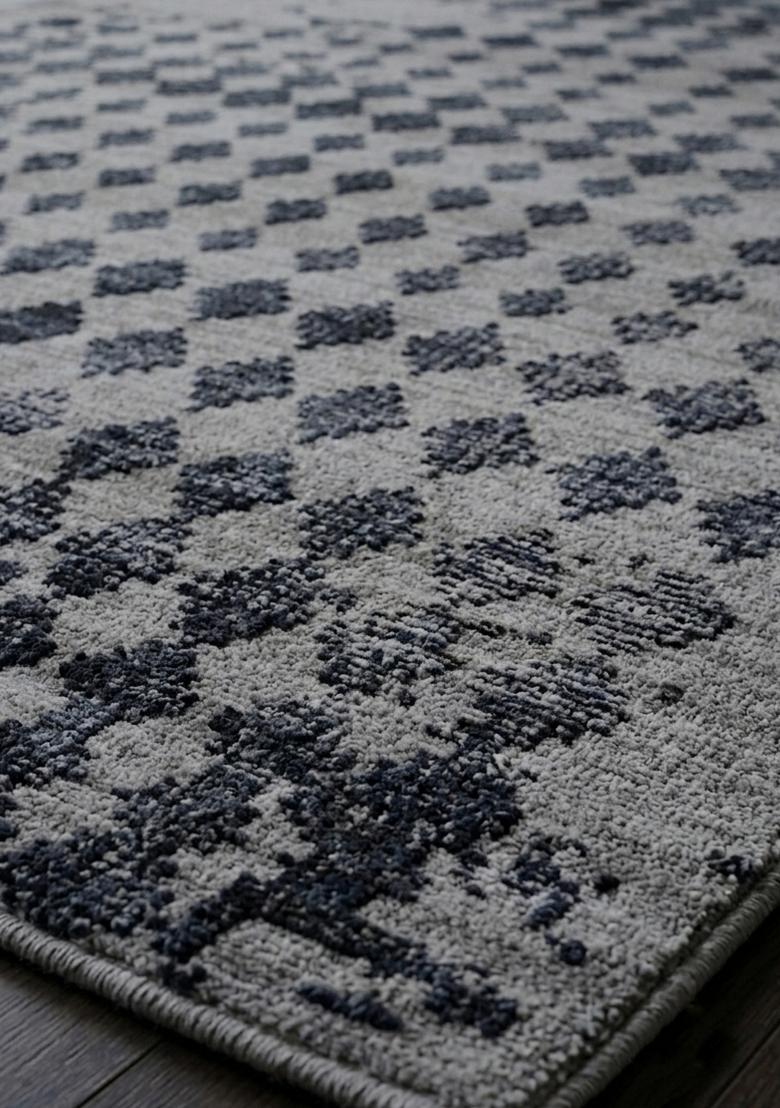 Saffron Rugs Hand Tufted Grey Geometric Moroccan Rectangular Wool Area Rug - Indya