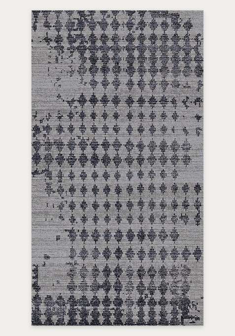 Washable Rugs Wool Blend Area Rug | Grey Moroccan Geometric Non Slip Carpet For Living Room