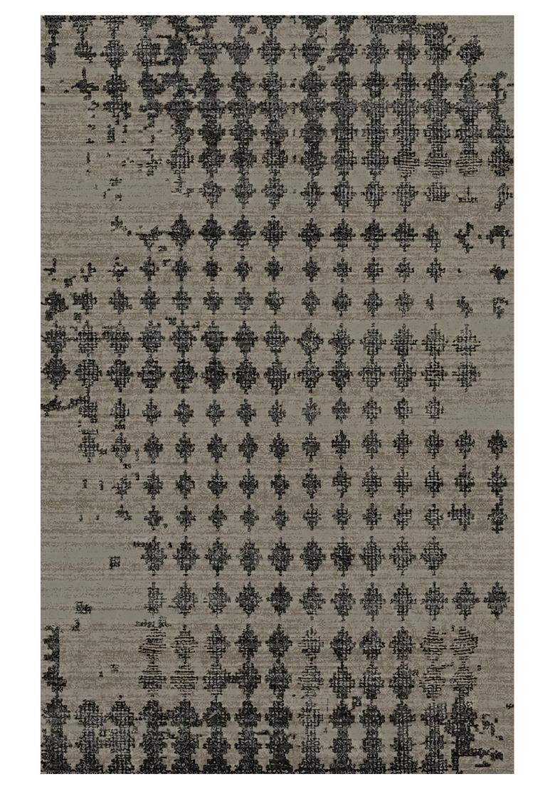 Saffron Rugs Hand Tufted Grey Beige Geometric Moroccan Rectangular Wool Area Rug - Indya