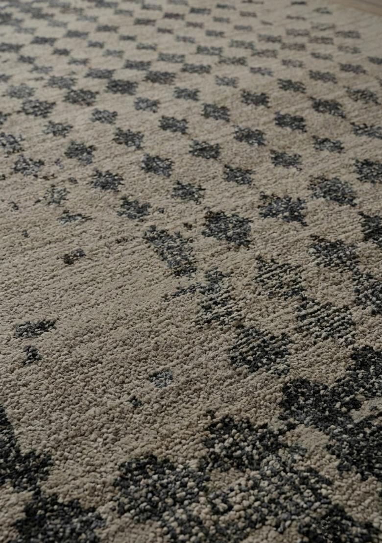 Saffron Rugs Hand Tufted Grey Beige Geometric Moroccan Rectangular Wool Area Rug - Indya