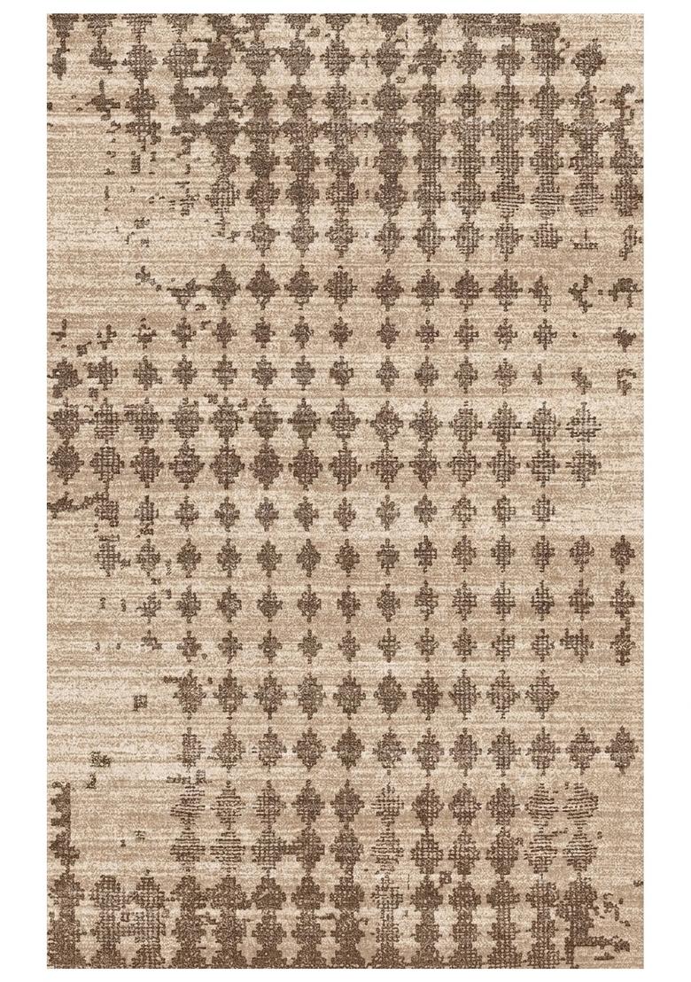 Saffron Rugs Hand Tufted Beige Brown Geometric Moroccan Rectangular Wool Area Rug - Indya